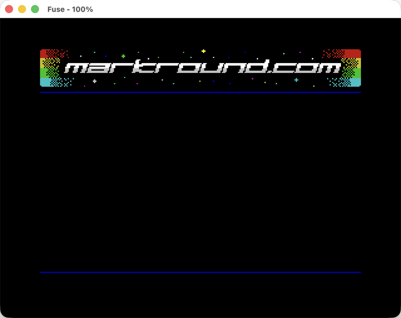 Not much to look at now, but this simple starting point introduced me to important concepts like interfacing with the Spectrum’s hardware ( ULA chip to start with, and AY sound chip later) via the out instruction, how to pull in binary files using Pasmo’s INCBIN directive, using the Z80’s block copy ldir instruction, the use of register pairs for 16-bit addressing, and simple branching to labels.